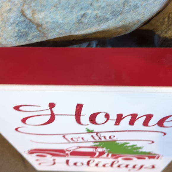 HOME FOR THE HOLIDAYS WOOD GLITTER SIGN & FELT X-MAS TREE - Picture 4 of 8